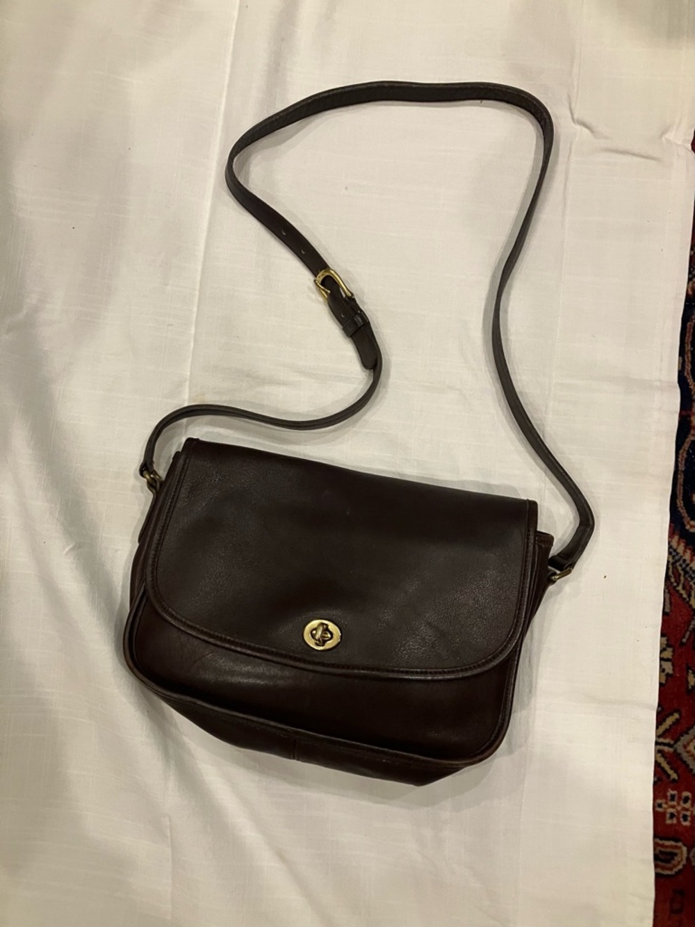 Coach Dark Brown Leather Turnlock Crossbody